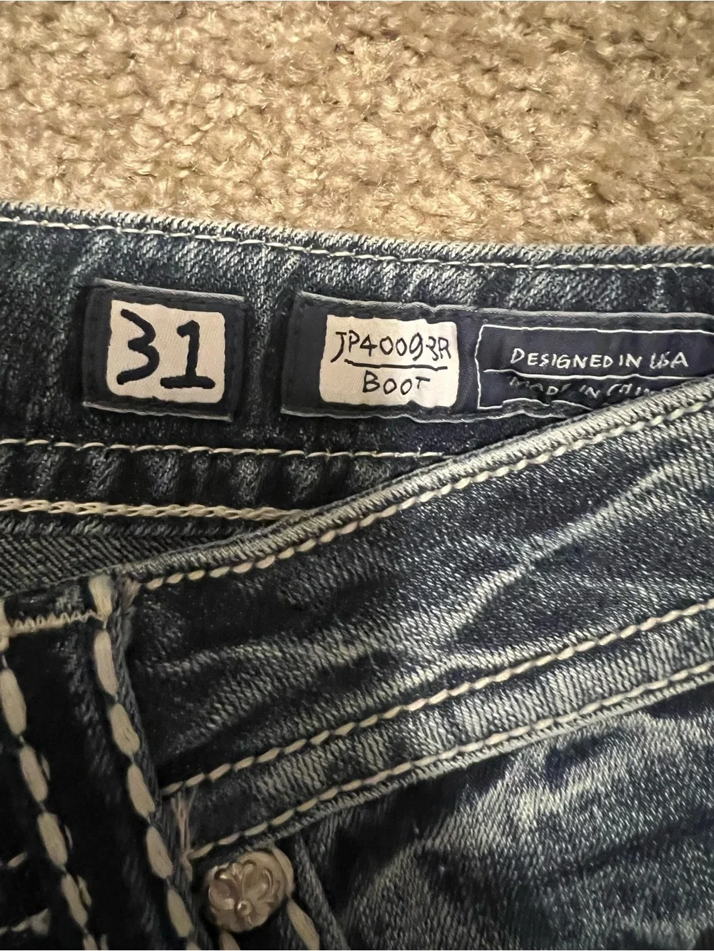 Miss Me jeans Y2k low rise boot cut NWT saddle stitching‎ gemstones 31 RARE